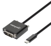 Manhattan USB Typ C auf DVI-Adapterkabel - Konvertiert das DP Alternate-Mode-Signal in ein DVI 1080p-Ausgangssignal - 2 m - schwarz - 2 m - USB Typ-C - DVI - Männlich - Männlich - Gerade