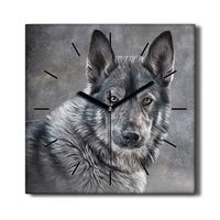Coloray Hodiny Unikátní 30x30 cm  Tiché hodiny Pro obývací pokoj a kuchyň Nástěnné hodiny Plátno Černé ručičky hodin - Zimní sněhový vlk domácí pes