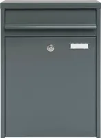 MEFA Briefkasten Stahl pulverbeschichtet BxHxT 345/470/170 mm Piano 350 Basaltgrau RAL 7012 semimatt mit Namensschild + Klappe
