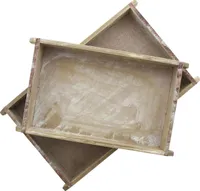 2x Tablett Industrial Holz – Serviertablett, Frühstückstablett