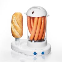 Clatronic 2in1 Hot Dog Maker & Eierkocher | Hotdog Maker Set für 1-14 Würstchen | Egg Cooker für bis zu 6 Eiern | mit beheiztem Edelstahl-Aufsteckdorn | inkl. Messbecher mit Eipicker | HDM 3420 EK