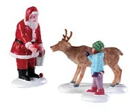 Lemax Weihnachtsdorf Weihnachtsmann mit Rentier Winter Deko Weihnachten Figuren