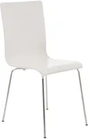 DELUKE® Besucherstuhl PEPE - 87x43x47cm, Weiß | Holz | Metall in Chromoptik Gestell | Konferenzstuhl Wartezimmerstuhl