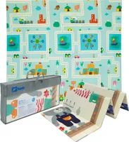 HUMBI Kinder Baby Spielmatte, Krabbelmatte, XPE Schaumstoff, Doppelseitig, Flatbar, Abwaschbar, Extra groß, Bunt, Spielteppich