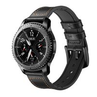 Armband für Samsung Gear S3 Classic, Frontier, Galaxy Watch 22 mm Leder Schwarz