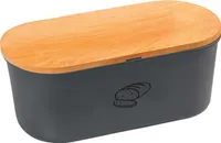 Chlebník černý 34 x 14 x 18 cm z černého melaminu, s bukovou deskou na krájení
