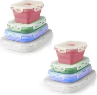 8er Set Silikon Lunchbox faltbar mit Deckel BPA frei Vorratsbehälter Frischhaltedosen Gefrierdosen Brotdose