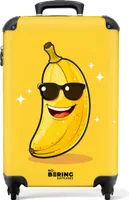 NoBoringSuitcases.com Detský kufor na príručnú batožinu 55x35x20 cm, 36L, Veselé potlače pre deti: Žltá - Banán, cestovný kufor na 4 kolieskach