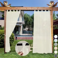 Gardinen Beige Transparent Schlaufenschal Außen Vorhänge Wasserdicht für Outdoor Garten Patio Balkon, 2er Set, B*H: 132x213cm