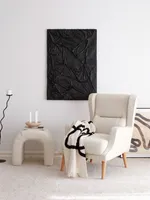 Hanah Home, Klam - Cream, křídlové křeslo, 100 % DŘEVO, krémová barva, 78 x 70 x 94 cm