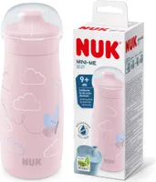 NUK Mini-Me Sip für Kleinkinder | ab 9 Monate | 300 ml | Kinderwasserflasche | auslaufsichere stabile Trinköffnung | bruchsicher | rosa Schmetterling