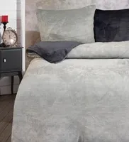 3 tlg Winter Thermo Fleece Flausch Garnitur Nicky Wende Bettwäsche Thermofleece 200x200 cm warm flauschig kuschelig Cashmere Touch Teddy Gestreift Plüsch Grau UNI