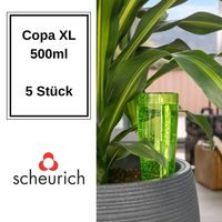 Scheurich Wasserspender Copa XL | 5x Grün | 500 ml Füllmenge | Bewässerungskugel klein mit Ton Fuß | Wasserspender Pflanzen und Blumen Terrakotta Stiel