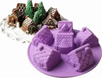 Silikonform, Süßigkeiten- und Schokoladenformen, Backform in Hausform mit 6 Mulden – für selbstgemachte Gelee, Kekse, Süßigkeiten, Käsekuchen, Muffins