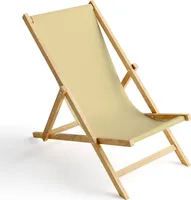Holz Liegestuhl Klappbar Klappliegestuhl Sonnenliege Strandstuhl Wechselbezug Motiv Ecru Beige [119]