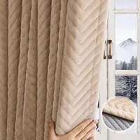 Thermovorhang Verdunkelung Vorhang Kälteschutz Winddicht Plüsch Gesteppter Thermo Gardine Verdunkelungsvorhänge, B140xH213cm, Beige