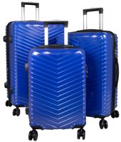 Hartschalen Trolleyset Kofferset mit Dehnfalte und TSA Schloss PM Meran Blau Set (M,L,XL)
