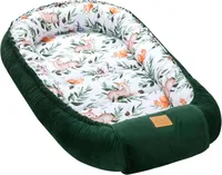 JUKKI® BabyNestchen XXL 120x65cm bis zu 18 Monaten 2seitig [Forest Story + gruner Samt] Nestchen Babybett Reisebett Kokon Babynest Kuschelnest Nest