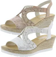 Rieker 61916-31 Schuhe Damen Keil Sandalen Sandaletten , Größe:40 EU, Farbe:Weiß