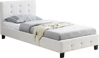 Polsterbett DELAWARE Bettgestell 90 x 200 cm Einzelbett Designbett mit Strassteinen inklusive Lattenrost Textilbezug in weiß