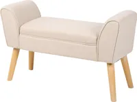 Sitzbank SCARLETT 90cm beige Leinen mit Armlehnen