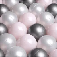 MISIOO Bälle für Bällebad 450 Stück - Bällebad Bälle - Bälle Ø 6 cm - Plastikbälle hergestellt aus 100% LDPE - Spielzeug Baby - Hellrosa/Perlen/Silber