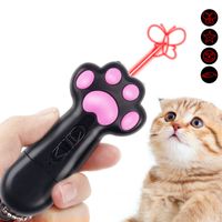 LED Pointer Katzen Hund Spielzeug, Pfotenform USB Wiederaufladbares 5 Muster Laserpointer mit 3Lichtmodi, Haustier Interaktives Beleuchtung Katzenspielzeug -Schwarz