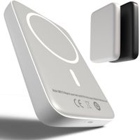 MagSafe Wireless Powerbank für Apple iPhone 15 14 13 12 Pro Max Magnetisches 20w 5000mAh Schnelllade Battery-Pack Akku | Kabellos induktives: Weiß