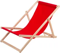 Bequemer roter Holzliegestuhl ideal für Strand, Balkon, Terrasse