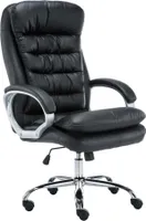 DELUKE® Bürostuhl SOUK - 116x68x77, Schwarz | Kunstleder | Metall in Chromoptik Gestell | ergonomische Bürostühle Homeoffice Stuhl mit Rollen