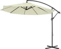 LARS360 Beige Ø350cm Aluminium Sonnenschirm Marktschirm Balkonschirm Gartenschirm Ampelschirm Kurbelschirm Gartenschirm UV40+ Schutz, ohne Solar LED