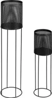 LIFA LIVING Pflanzenständer Set aus schwarzem Metall, 2 Moderne Deko Blumenständer für den Innenbereich, Wohnzimmer, Schlafzimmer, Flur , bis zu 1,5 kg