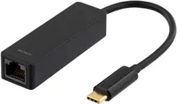 Síťový adaptér DELTACO USB 3.1, gigabitový, 1xRJ45, USB typ C, černý