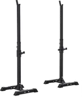 HOMCOM Stojan na činky, sada 2 ks, stojan na činky, výškově nastavitelný stojan na činky, činka s gumovými patkami, 105-160 cm, silový trénink, do 150 kg, ocelový