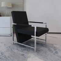 vidaXL Kreslo s pochrómovanými nohami čierna Imitácia kože