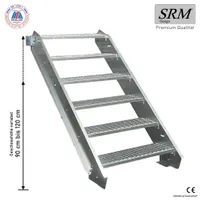 6 Stufen Stahltreppe Breite 110 cm Geschosshöhe 90-120cm inkl. Zubehör
