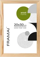 FRAMAI® Bilderrahmen, 20x30 cm, Eiche, Natur Holz Rahmen, Rahmen Echtholz Bilderrahmen, Rahmen mit Bruchsicheren Plexiglas, Aufhänger und Aufsteller