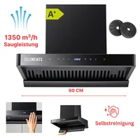 KB ELEMENTS Dunstabzugshaube 60cm, Wandhaube 60cm, 1350 m3/h Saugleistung, Automatische Wärme-Reinigung, Gesten-Toutch Steuerung, A+, Umluft/Abluft