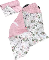 TupTam 2er SET Baby Decken Einschlagdecke 85x85 cm für Autositz Babyschale Babydecke Wiegendecke Minky Baumwolle, Farbe: Rose / Rosa, Größe: Frühling/Sommer - 85 cm x 85 cm