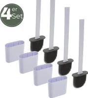 Klobürste Silikon weiß 4x Set Wandmontage Silikon Toilettenbürste WC Bürste Klobürstenhalter ohne bohren WC Bürstengarnitur WC Bürsten & Halter 4 Stück