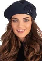 Vivisence damen baskenmütze eleganter wintermütze warm und gemütlich kopfbedeckung an winter und herbst warm dick strickmütze, klassisch mütze für frauen, hergestellt in der eu, dunkelblau, einheitsgr