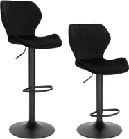 WOLTU Barhocker 2er Set höhenverstellbarer 360° Drehstuhl Barstuhl aus Samt Metall, Schwarz