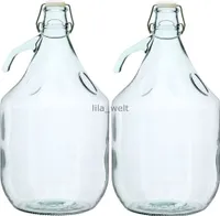 2 STÜCK Gärballon Glasballon Weinballon Ballon Flasche 5L mit Bügelverschluss
