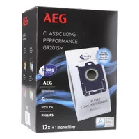AEG Gr201SM s-bag® Classic Long Performance 9001688242 Filterbeutel für Bodenstaubsauger 12Stk + Filter