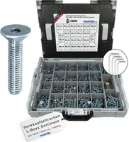 FRANTOS L-Boxx Senkkopfschrauben ISO 10642 Schrauben Set - in Stahl 8.8 verzinkt 1.604 tlg. - Schrauben Sortiment Organizer Schraubensortiment