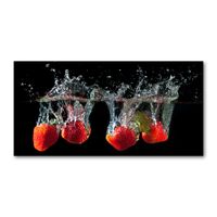 Glas-Bild Wandbilder Druck auf Glas 100x50 Essen & Getränke Erdbeeren Wasser