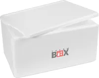 THERM-BOX Styroporbox 45W Innen: 53x33x25cm Wand: 3cm Volumen: 45,3L Isolierbox Kühlbox Warmhaltebox Wiederverwendbar