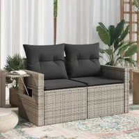 Zahradní pohovka 2-sedák s polštáři Grey Poly Rattan