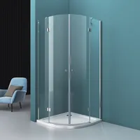 Mai & Mai Viertelkreis-Dusche Klarglas-Duschkabine 80x80x190cm 2 Pendeltüren 6mm ESG-Sicherheitsglas Nano-Beschichtung inkl. Duschtasse R02K