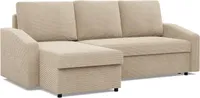 Sofa narożna z funkcją spania, sztruksowa - beżowa